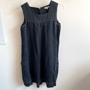 Tyler Boe Black Linen Shift Dress Lagenlook Artsy Boho Artisan Size 6
